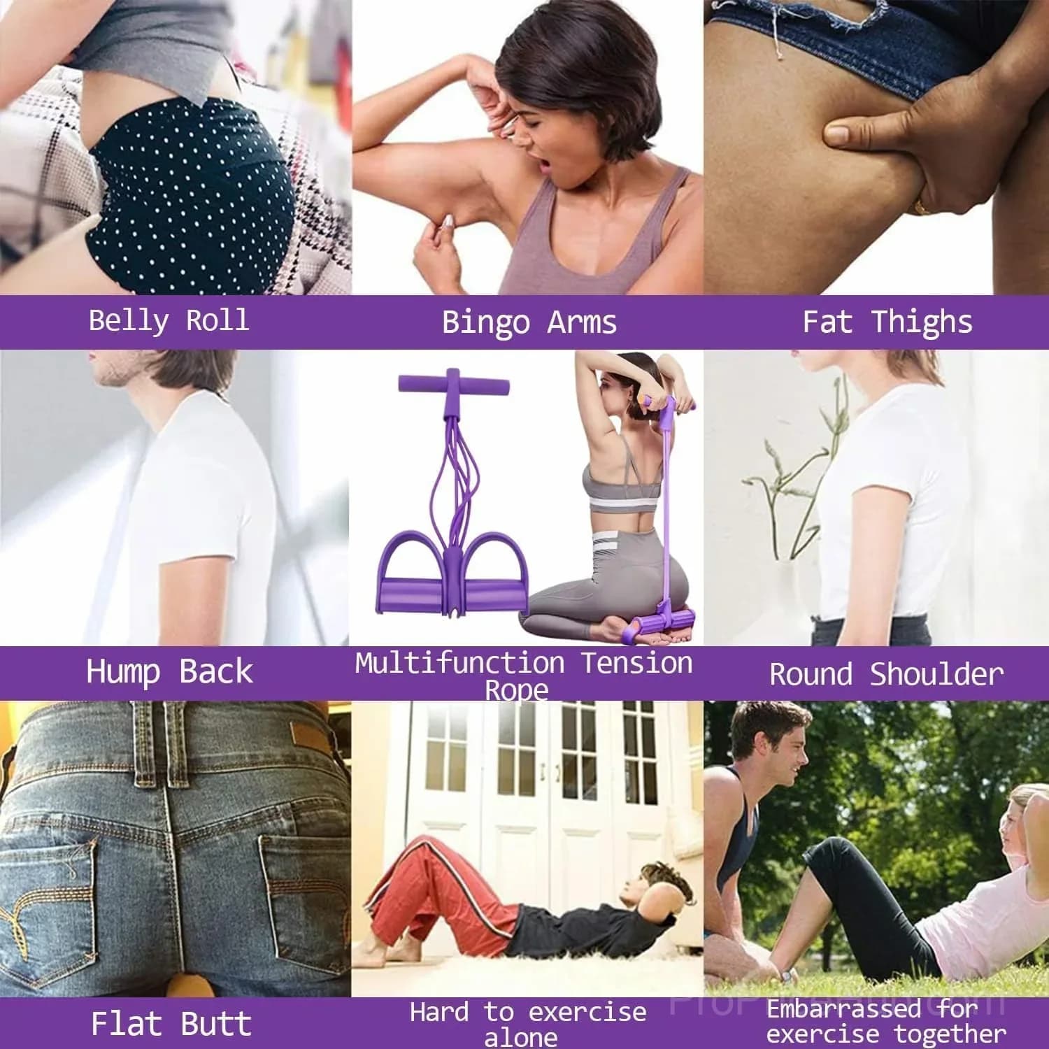 8-Tube Pedal Resistance Exercise Device, Purple - View 8