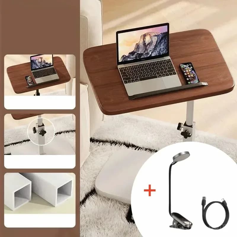 C-Shaped Adjustable Flip Side Table, Black-Brown, No Light - View 16