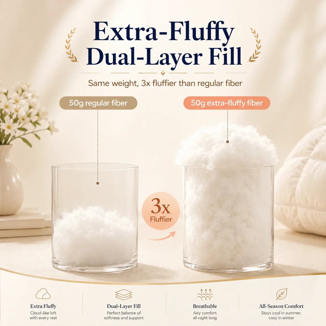 Cloud Puff Grid Pillow – Cooling, No-Flat for Side & Back Sleepers - View 4