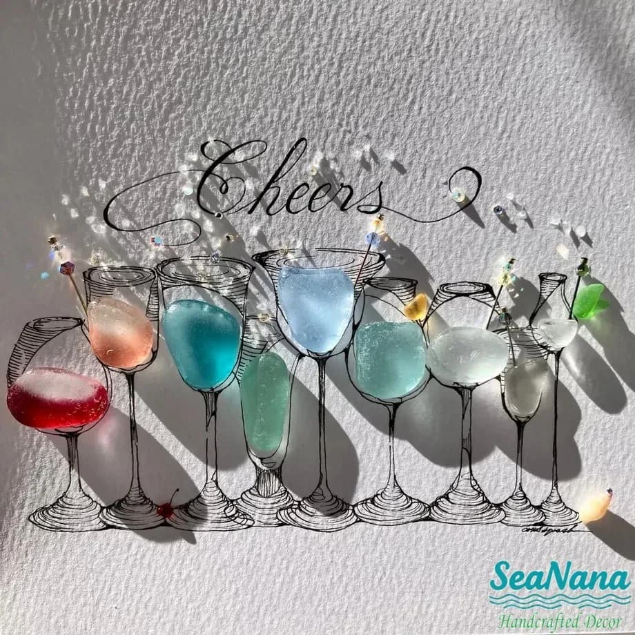 Cocktail Party Sea Glass Art - View 4