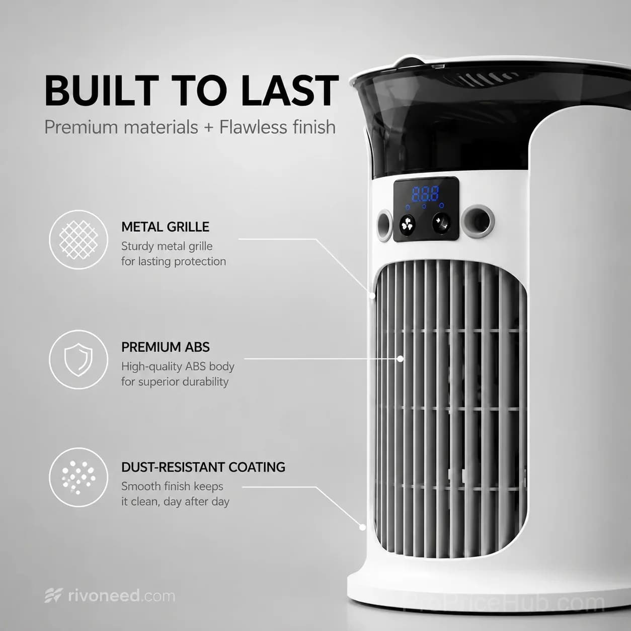 3-in-1 Desktop Air Cooler Fan for Personal Cooling, White - View 20