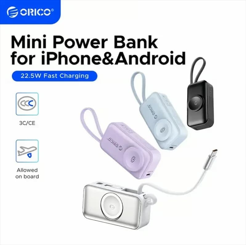 Orico 3-in-1 Power Bank with Wall Plug & Lightning Cable, Black - View 10