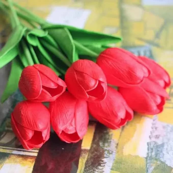 10-Piece UV Resistant Waterproof Faux Tulip Bouquet – Artificial Flowers for Indoor/Outdoor Decor - View 17