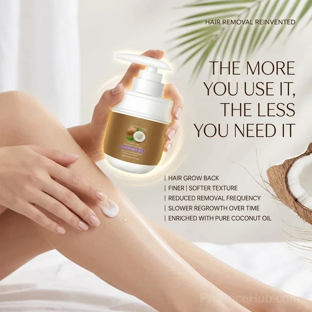 Coconut Hair Removal Cream for Face, Underarms, Legs & Intimate Areas - View 6