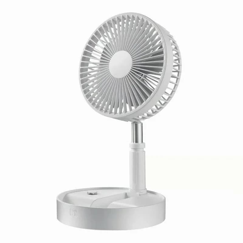 White Telescopic Folding USB Rechargeable Desk Fan - View 10
