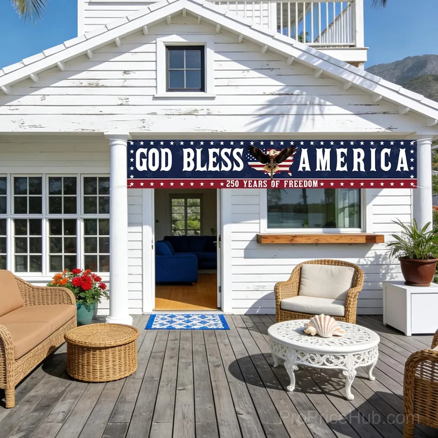 God Bless America 250th Anniversary Patriotic Outdoor Banner - View 7