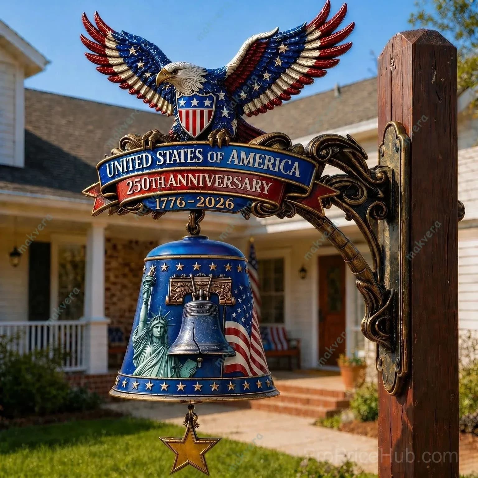 USA 250th Anniversary Patriotic Wall Bell - View 6