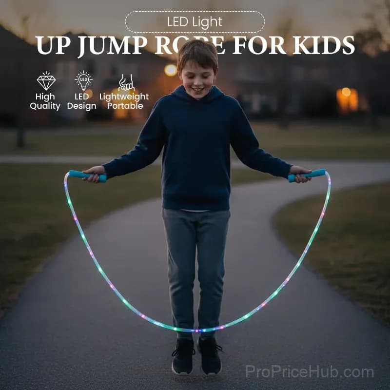 Kids LED Light-Up Jump Rope, Random Color, No Wrist Support - View 2