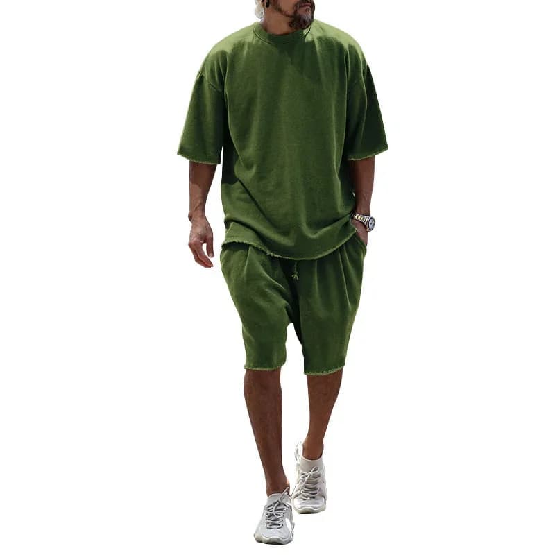 Men's Casual Loose Fit Solid Sports Set - M to 8XL - View 7