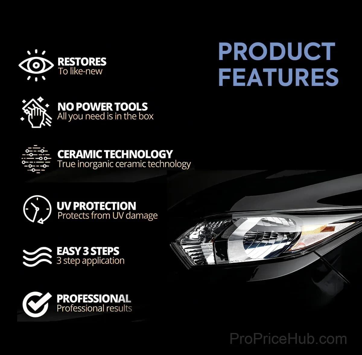 Automotive Headlamp Restoration Fluid - Clears Oxidation, Yellowing & UV Protection - View 3