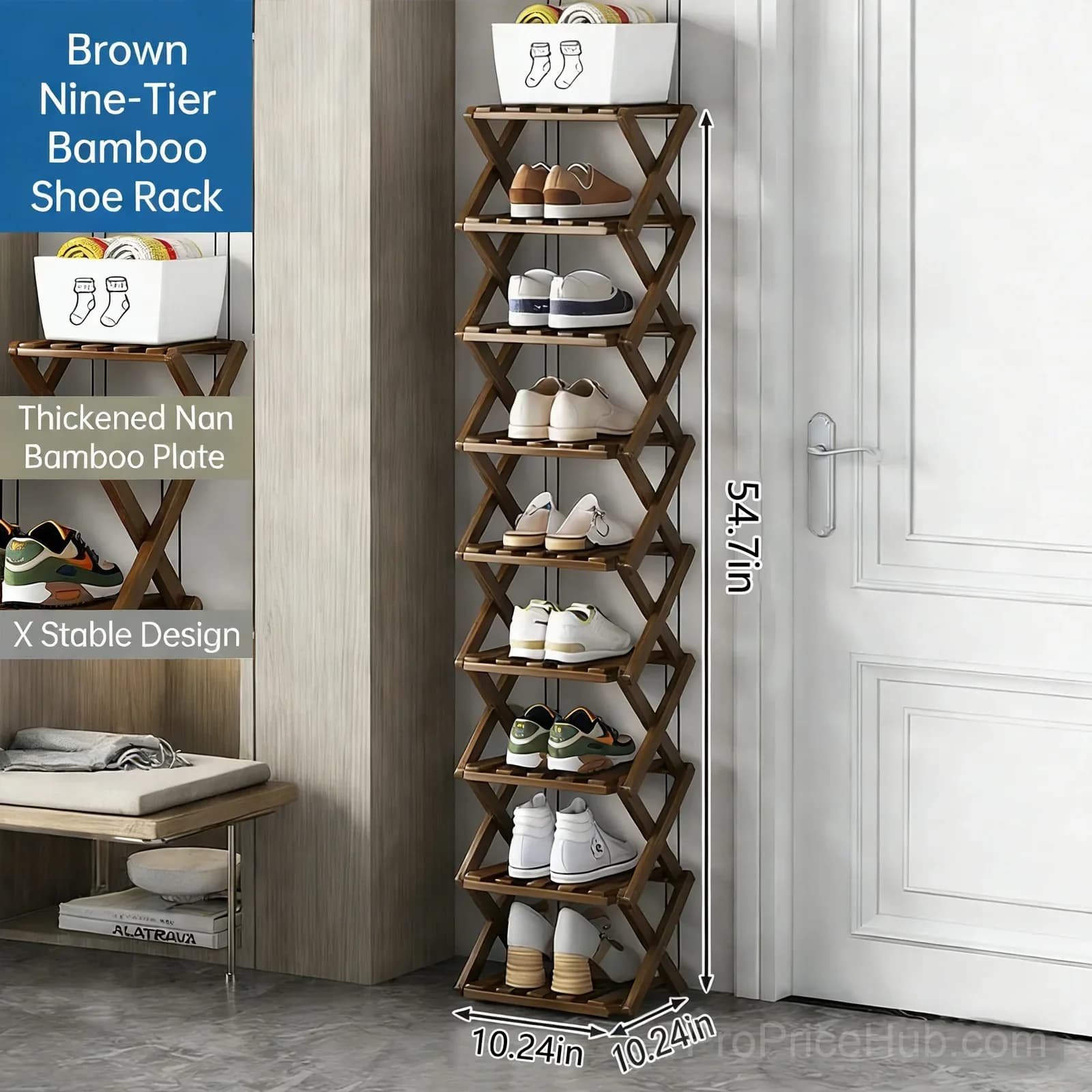 3-Tier Bamboo Storage Rack, Natural, No-Assembly - View 17
