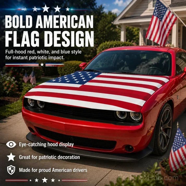 Patriotic American Flag Car Hood Cover - View 2