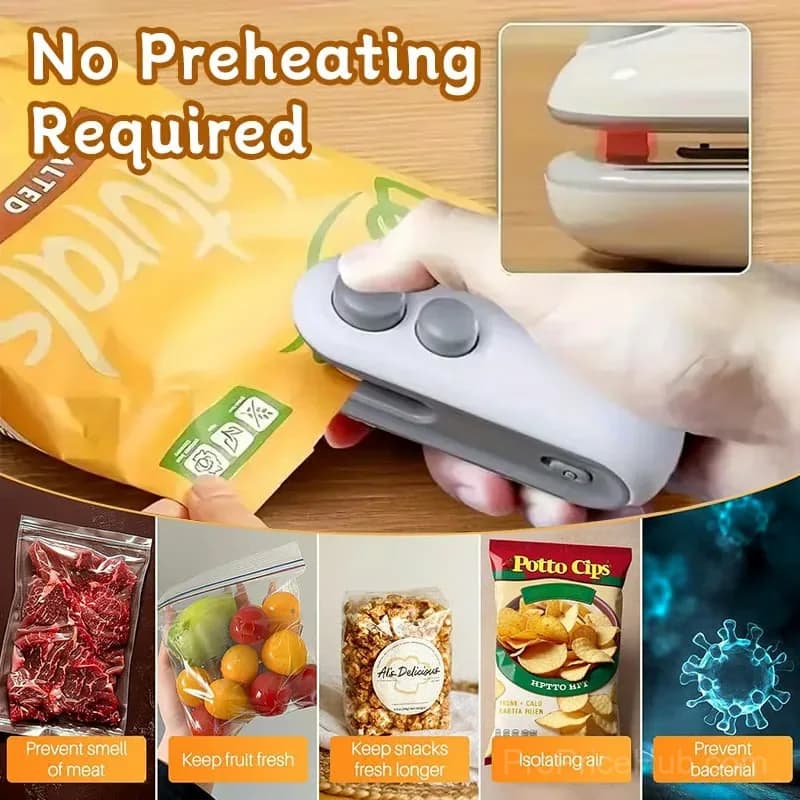 2-in-1 Mini Bag Sealer, White/Blue, 2-Pack - View 6