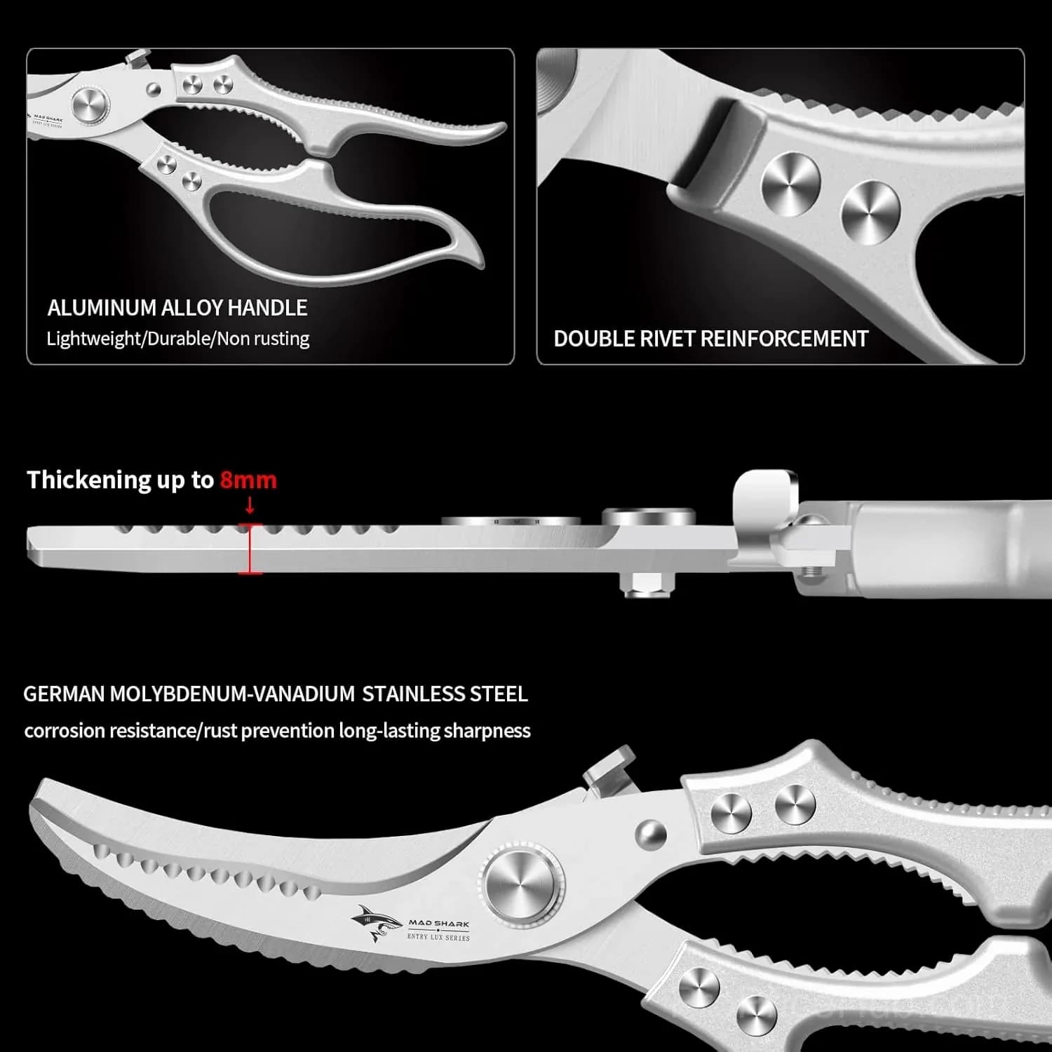 Heavy-Duty Multifunction Kitchen Shears – 4-in-1 with Fish Scaler & Bottle Opener - View 7
