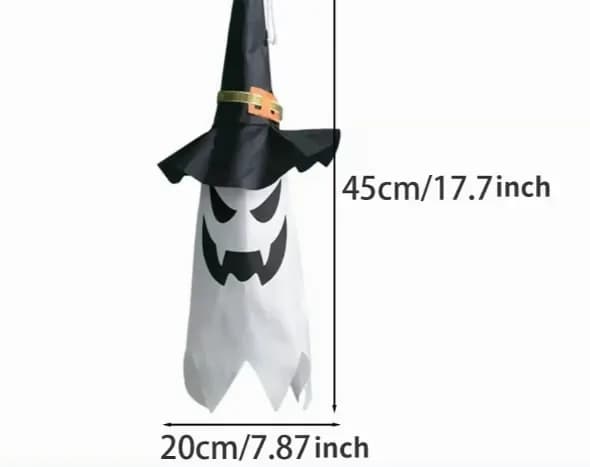 Glowing Ghost Witch Hat Halloween Hanging Light Decor, Warm Light - View 6