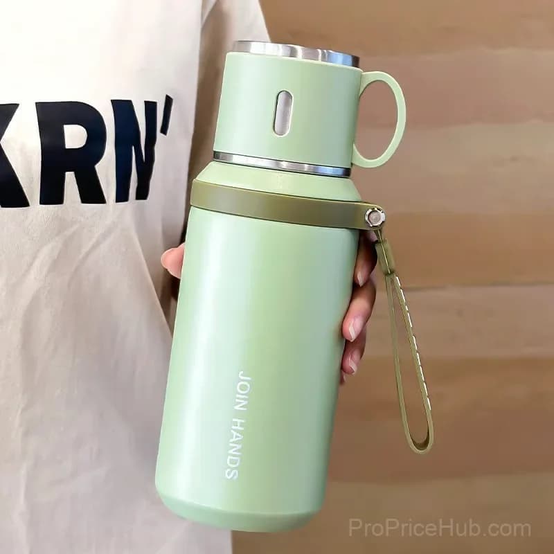 600ml 316 Stainless Steel Vacuum Insulated Bottle with Dual Lids, White - View 14