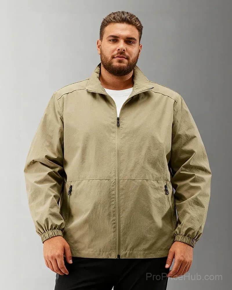 Men's Big & Tall Quick-Dry Standing Collar Outdoor Jacket M-5XL - View 8