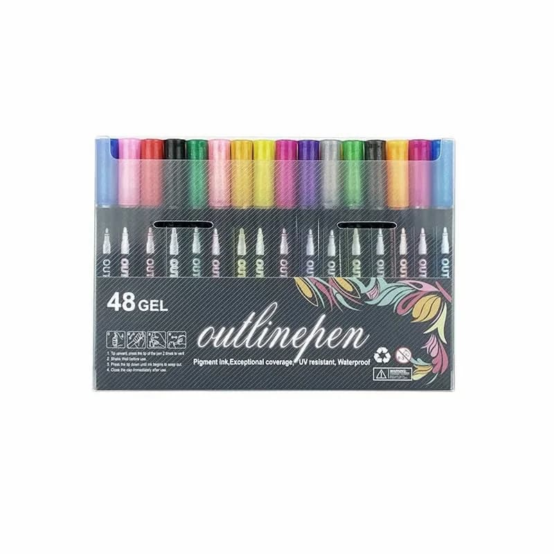 Dreamy Sparkle Dual-Line Contour Paint Pens, 12-Color Set - View 4