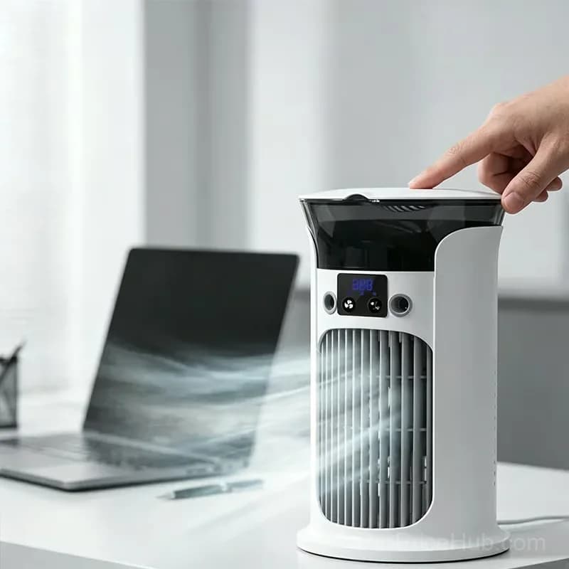 3-in-1 Desktop Air Cooler Fan for Personal Cooling, White - View 10