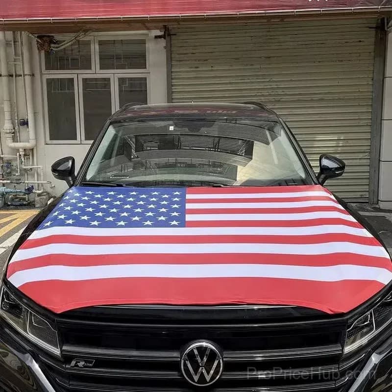 American Car Hood Flag - No Glue No Tools, Install in 1 Minute - View 5