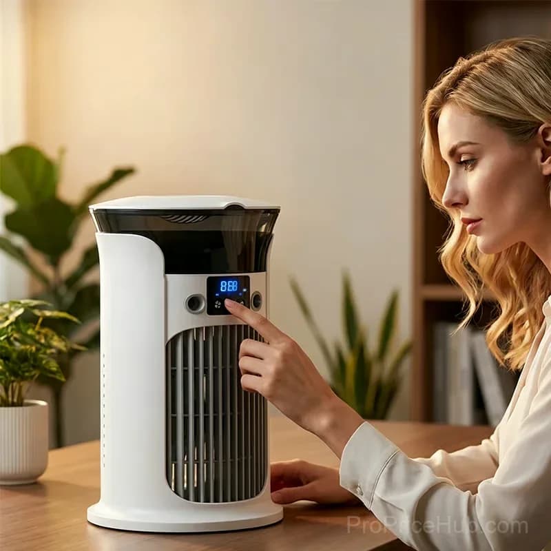 3-in-1 Desktop Air Cooler Fan for Personal Cooling, White - View 12