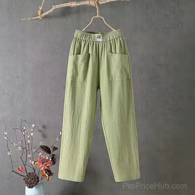 Women's Loose Fit Pants, White, Size S - View 8