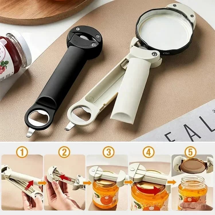 Multifunctional Magnetic Can Opener, Red - View 7