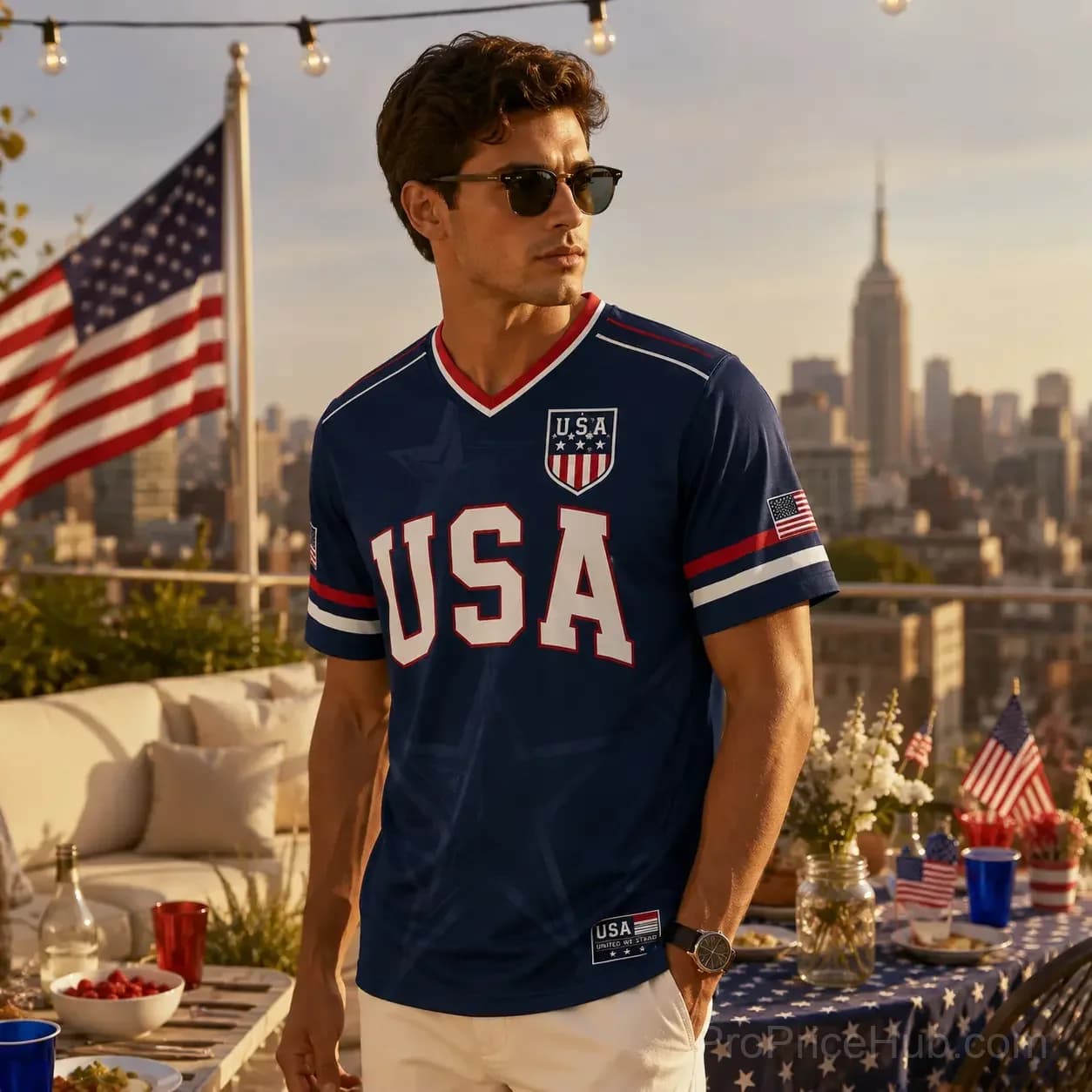 USA Liberty V-Neck Soccer Jersey – American Flag - View 7
