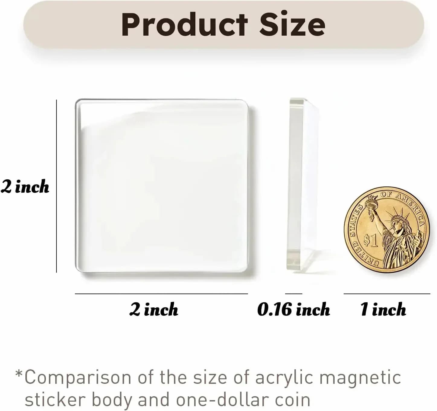 10-Pack 2x2 Clear Acrylic Square Fridge Magnet Frames with Adhesive Backing - View 6