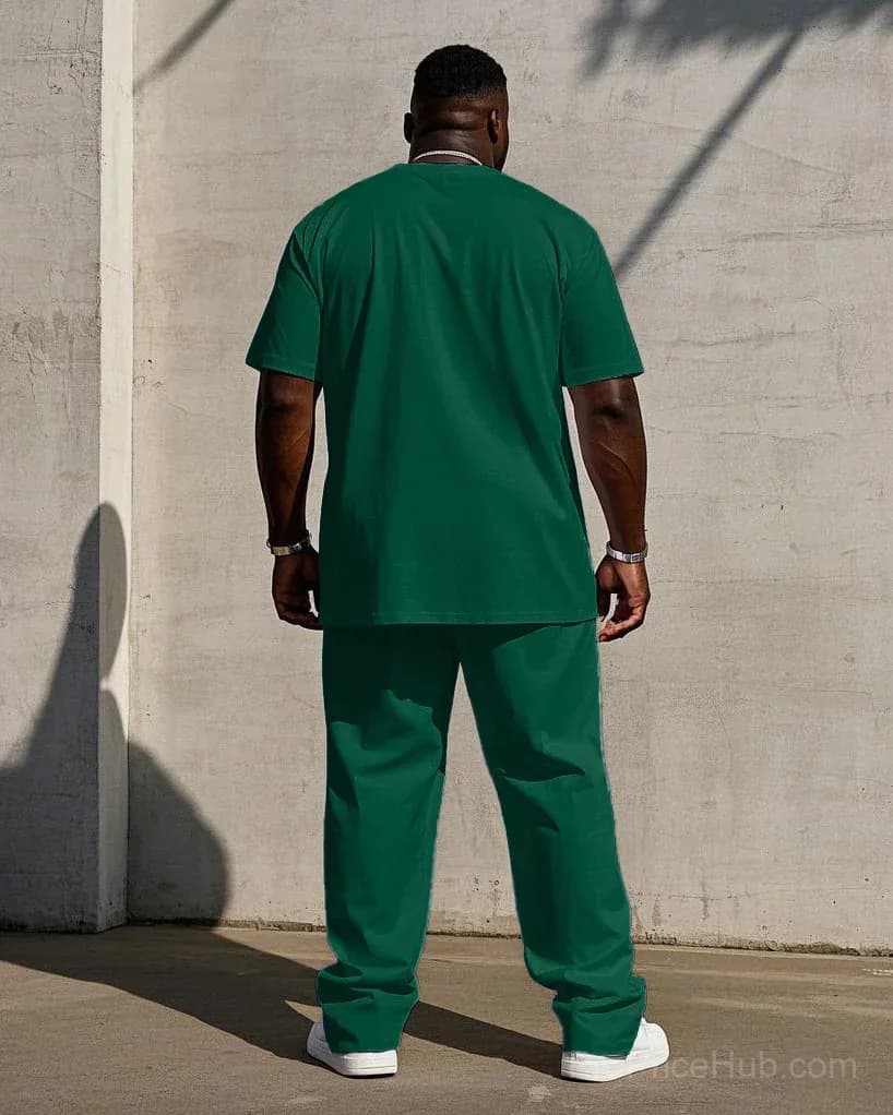 Big Men's Short Sleeve T-Shirt and Pants Set - 7 Solid Colors - View 11