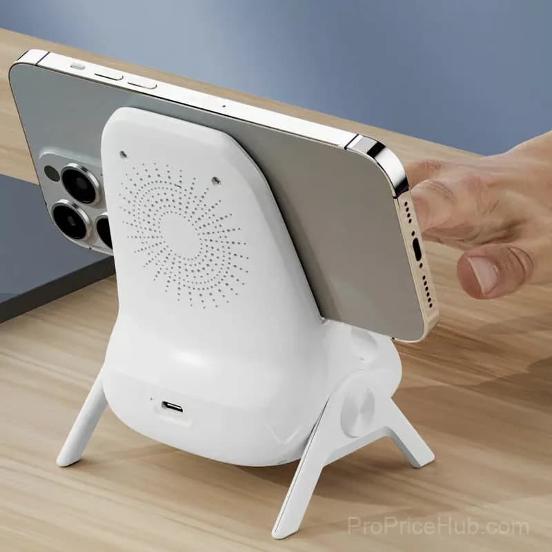 Multifunctional Wireless Fast Charging Phone Stand, White - View 6