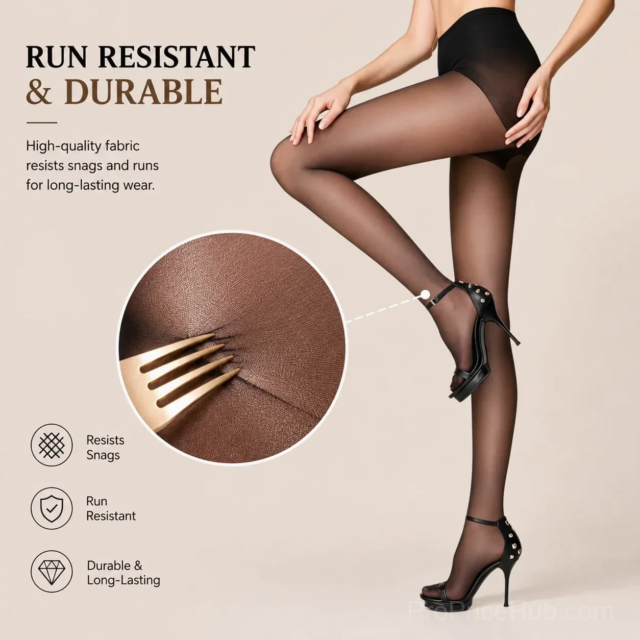 Women's Control Top Sheer Pantyhose with Run-Resistant Reinforced Toe - View 2