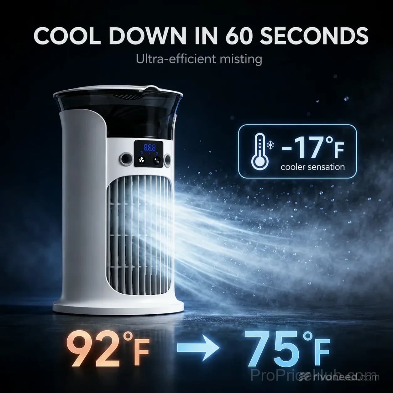3-in-1 Desktop Air Cooler Fan for Personal Cooling, White - View 2