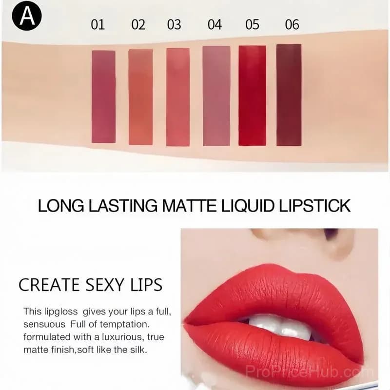 6-Color Long-Lasting Matte Lip Glaze Set - View 6