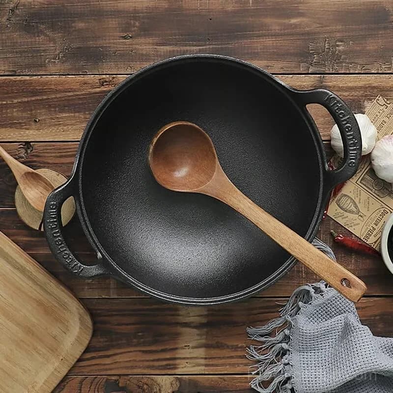 Uncoated Thick Iron Cooking Pot, 20 cm Diameter - View 8