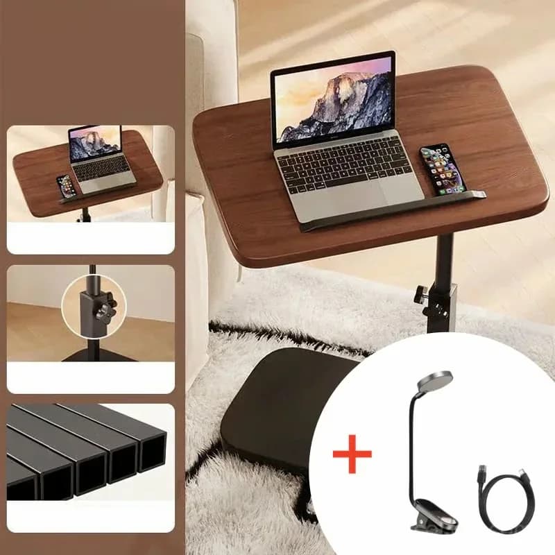 C-Shaped Adjustable Flip Side Table, Black-Brown, No Light - View 15