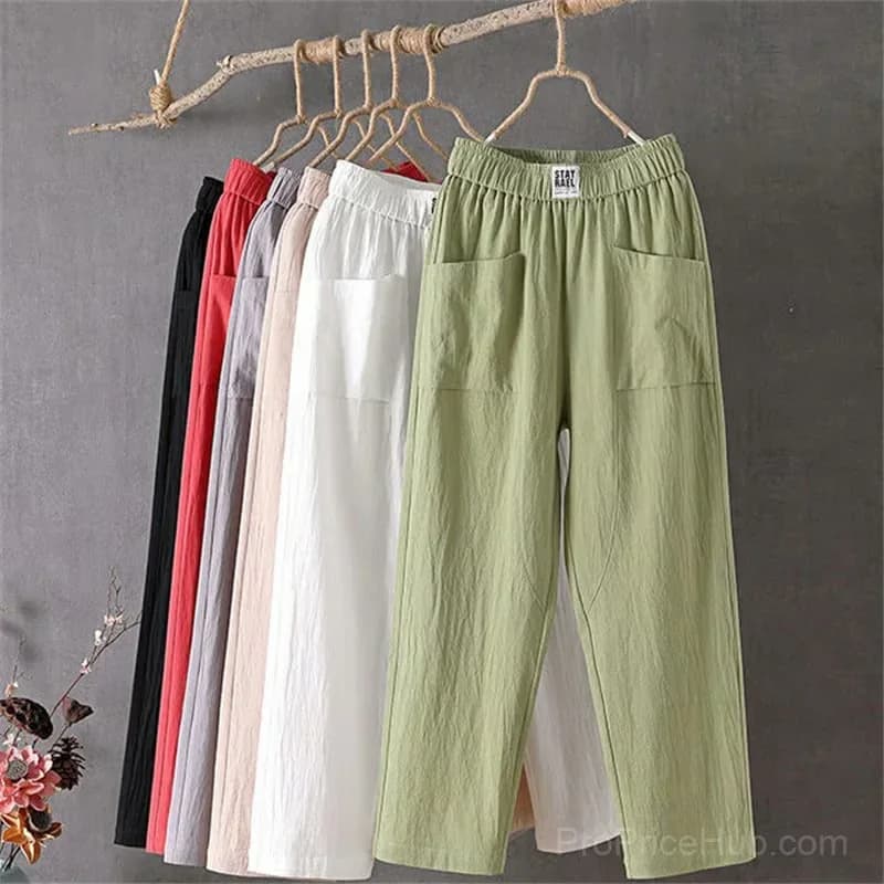Women's Loose Fit Pants, White, Size S - View 2