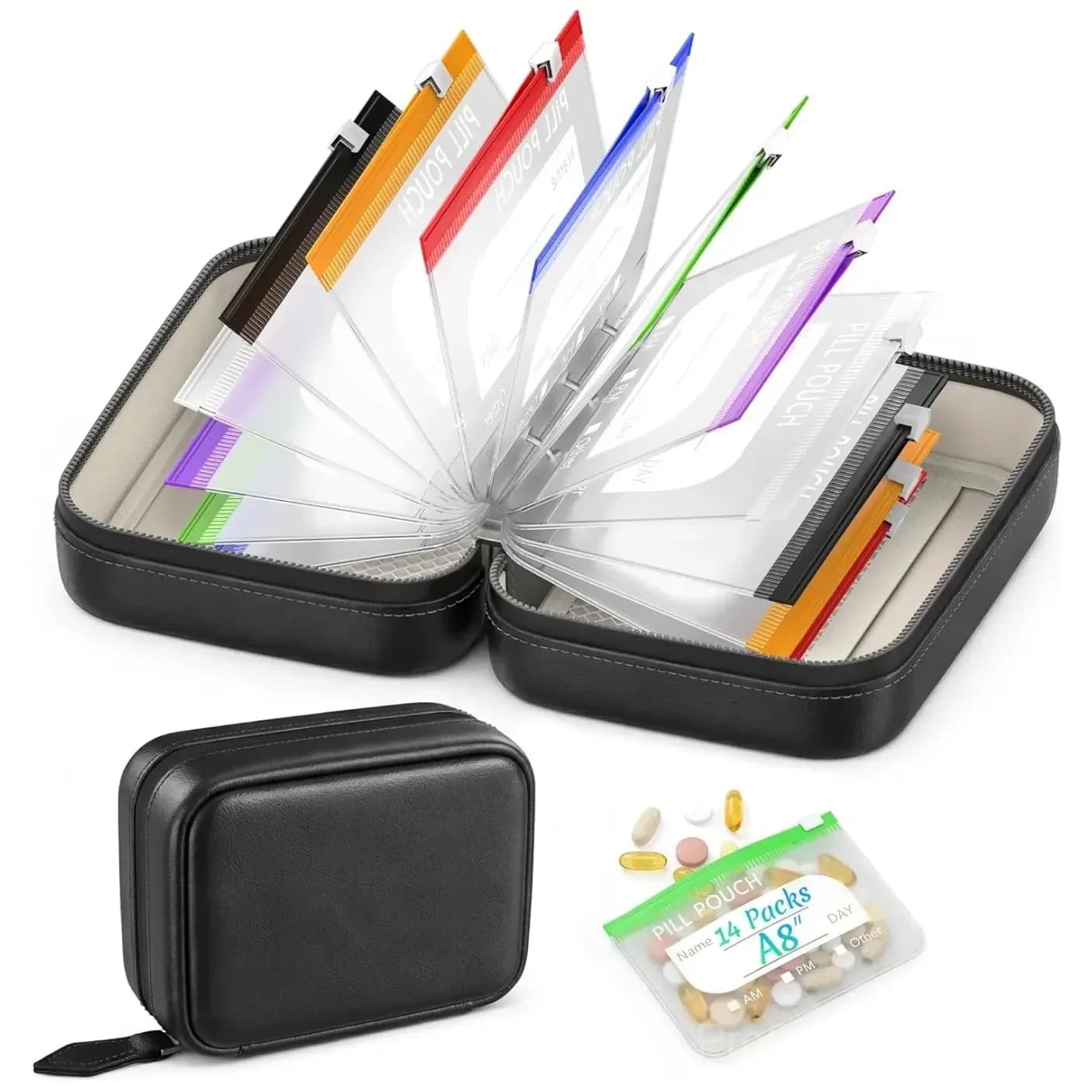 A8 Green Waterproof Pill Case Set, 7-14 Day Medication Organizer - View 11