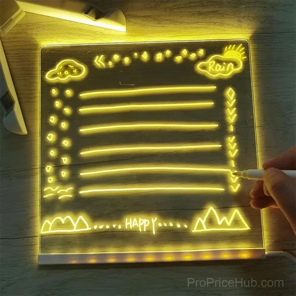 LED Note Board with Colored Pens, 5.9x5.9 Inch - View 9