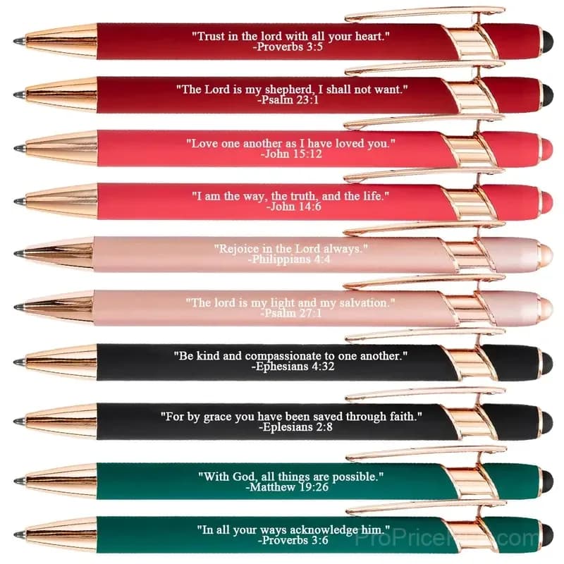 Bible Verse Ballpoint Pen Set, Rose Gold, 10 Pieces - View 3