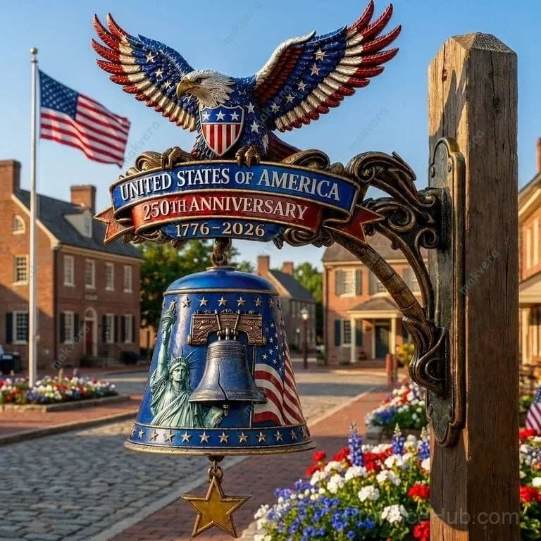 USA 250th Anniversary Patriotic Wall Bell - View 7