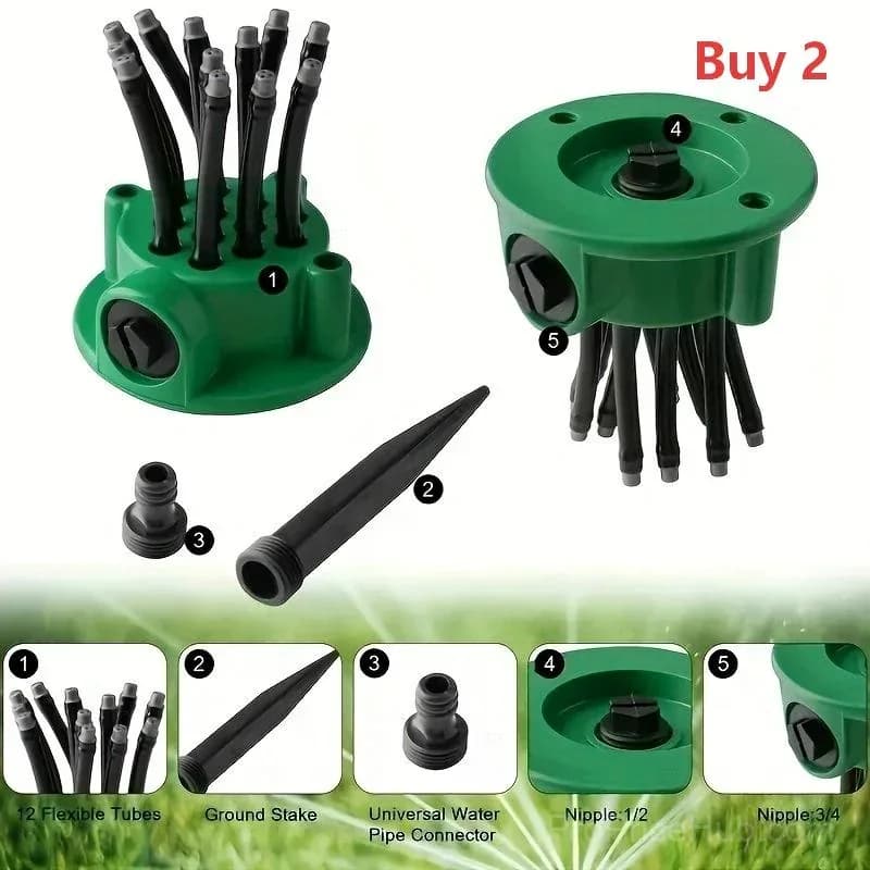 360° Multi-Directional Lawn Sprinkler with Flexible Spray Nozzles - View 10