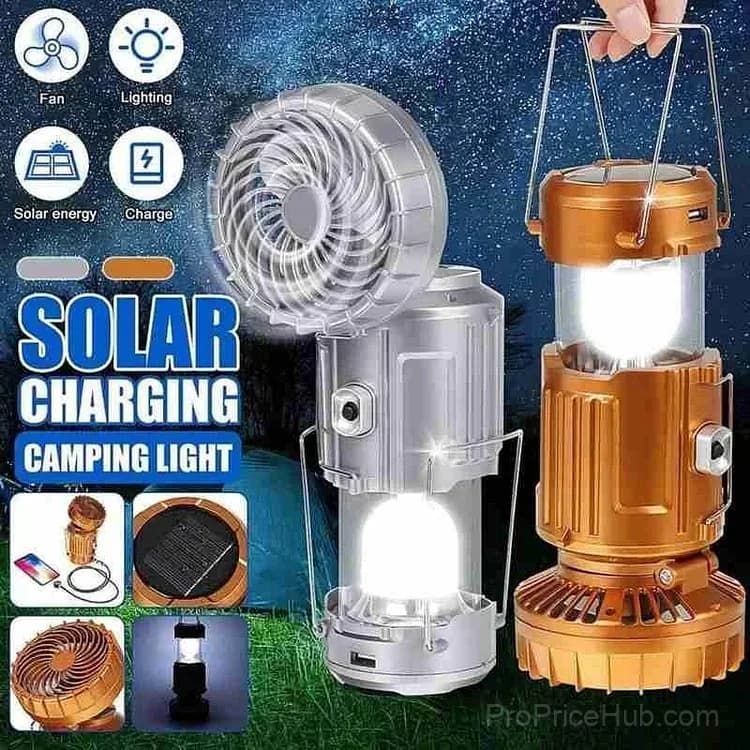5-in-1 Solar LED Camping Lantern with Fan - View 2