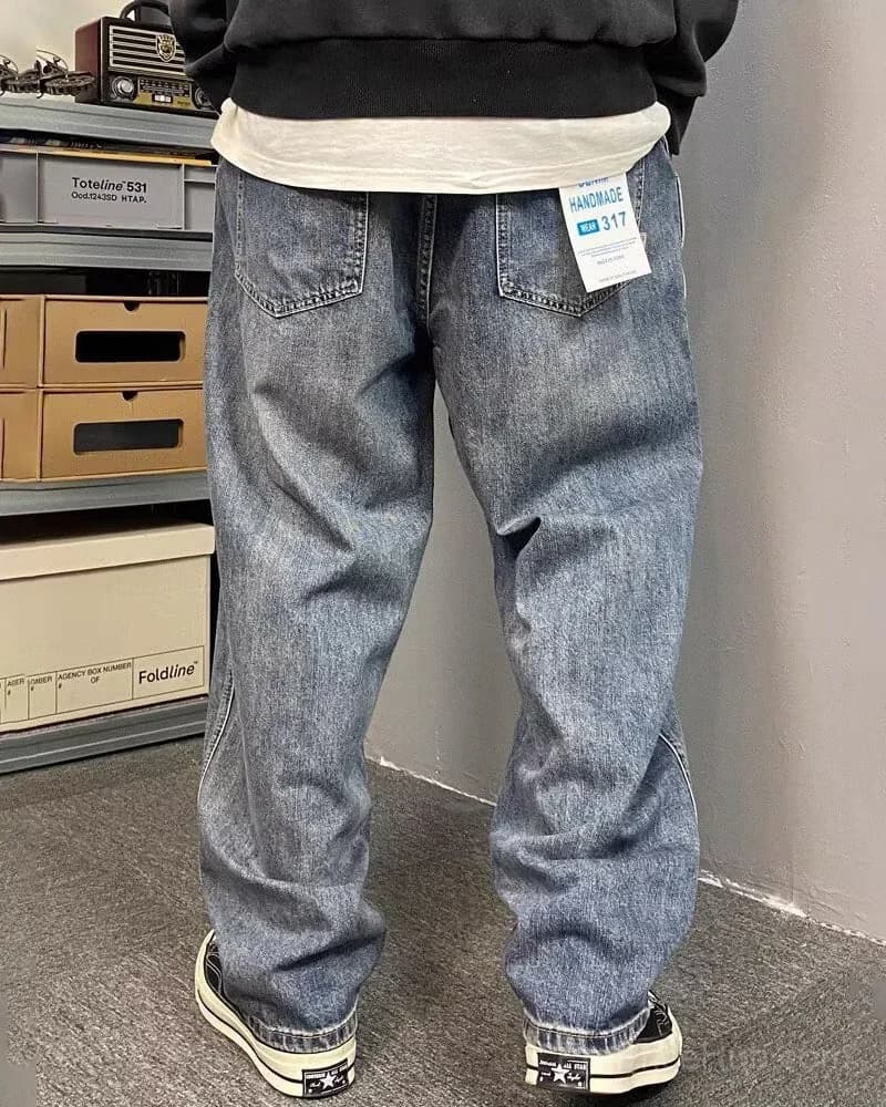 Big & Tall Men's Japanese Vintage Washed Jeans M-8XL - View 5