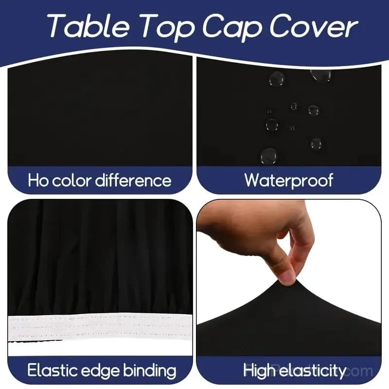 Stretch Fabric Table Top Cap Cover – Elastic Edge, Waterproof, Reusable - View 7