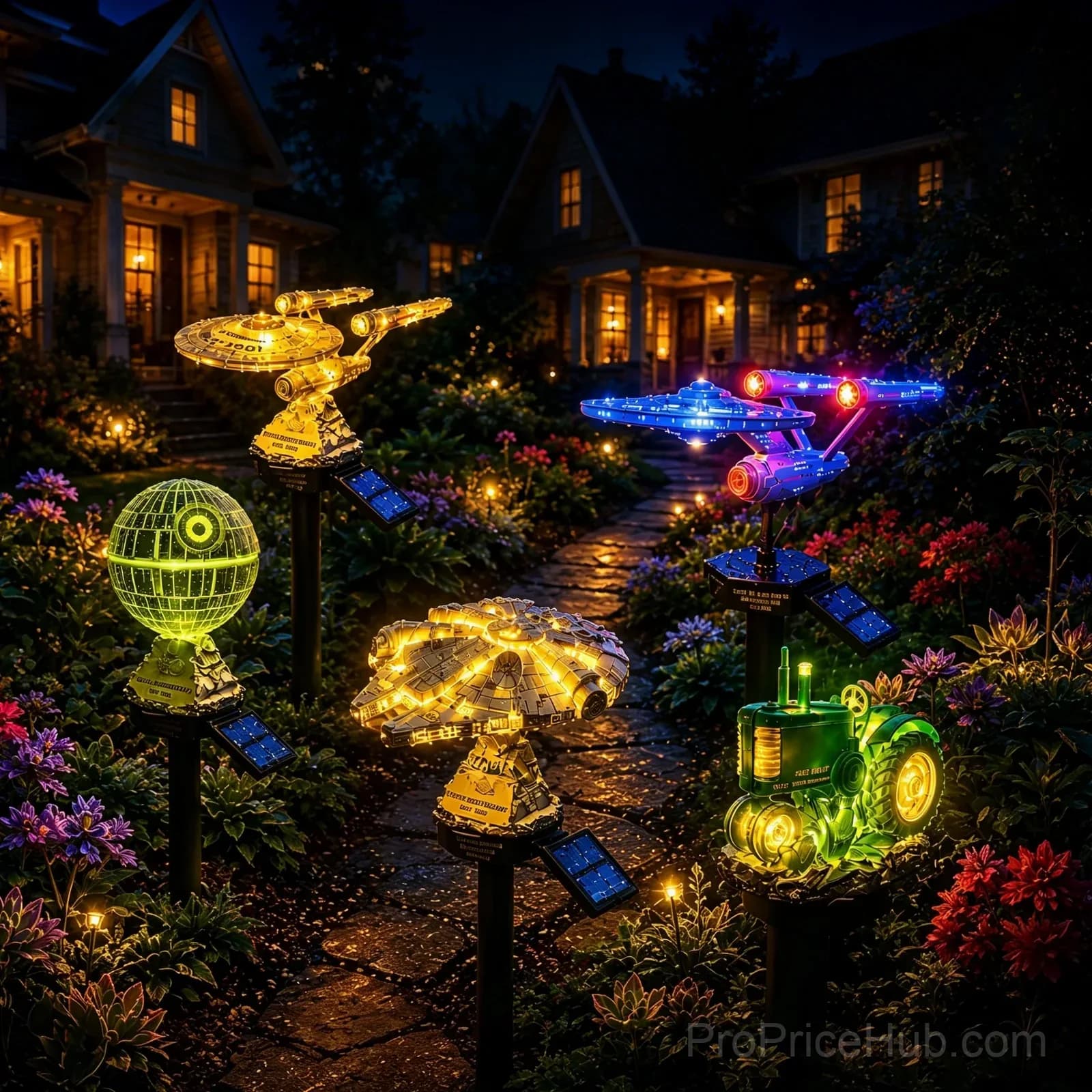 Sci-Fi Starship Solar Garden Light - Outdoor Decor - View 4