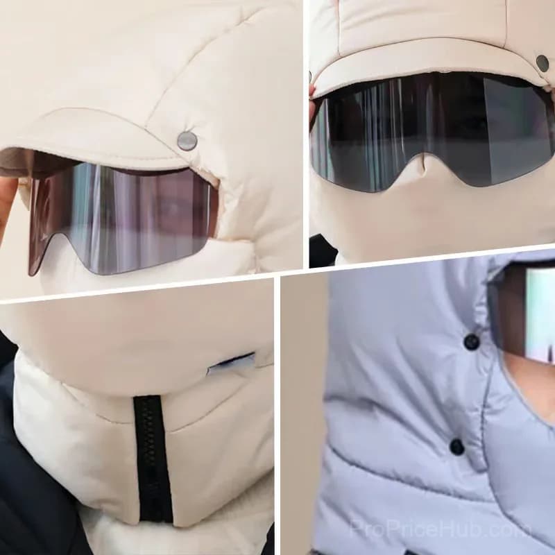 Windproof Full-Cover Outdoor Riding Mask with Glasses, Black - View 4