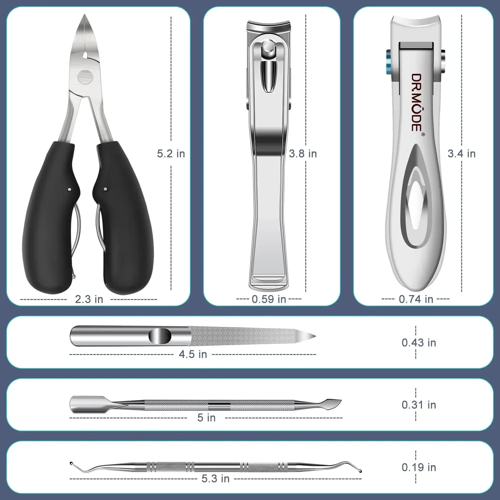 6-in-1 Thick Toenail Clippers and Pedicure Tool Kit with Case - View 6