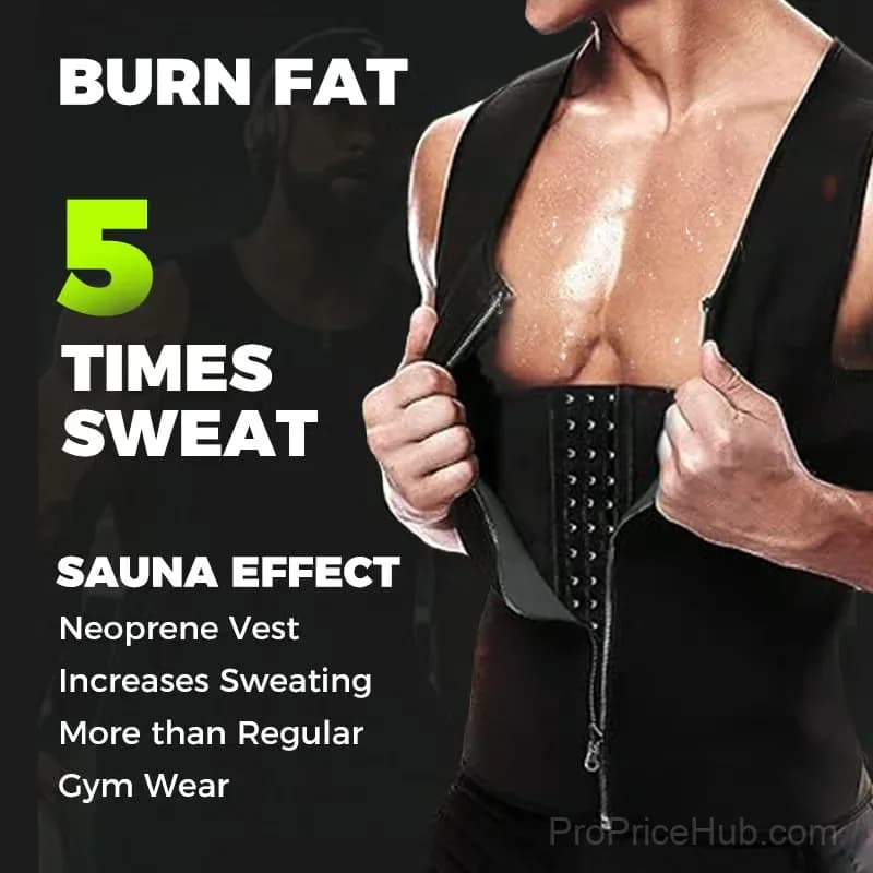 Men's Zipper Waist Trainer Trimmer Vest, Size S - View 6