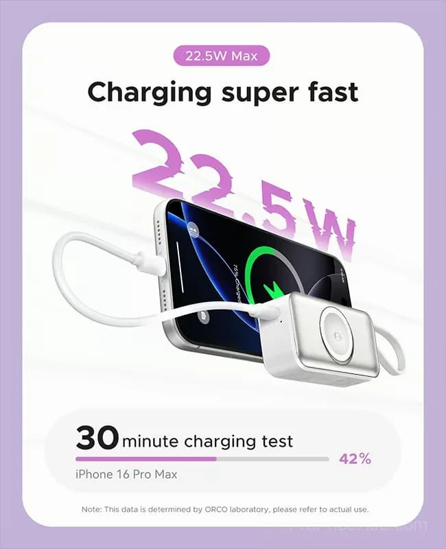 Orico 3-in-1 Power Bank with Wall Plug & Lightning Cable, Black - View 4